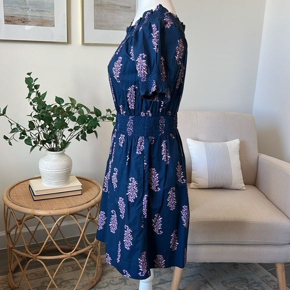 J. Crew Smocked Puff Sleeve Cotton Poplin Dress Budding Branch Print Size XS - Picture 8 of 17